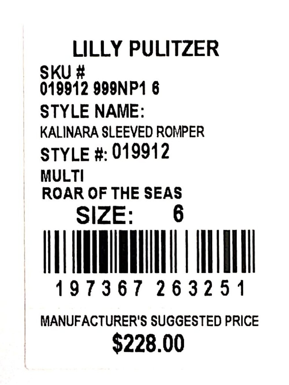Lilly Pulitzer Kalinara Sleeved Romper in Multi/Roar of the Seas NWT - Size 6 - Picture 7 of 8